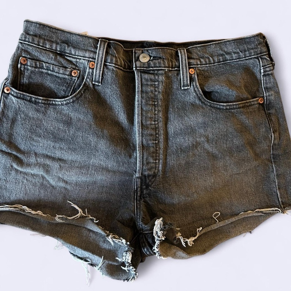 Black Denim Distressed Women Short